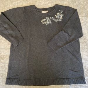 LOFT FLORAL EMBROIDERED SWEATER
